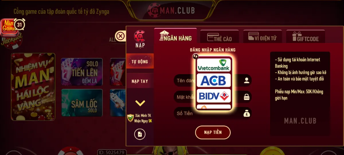 Rút thẻ garena tại Manclub